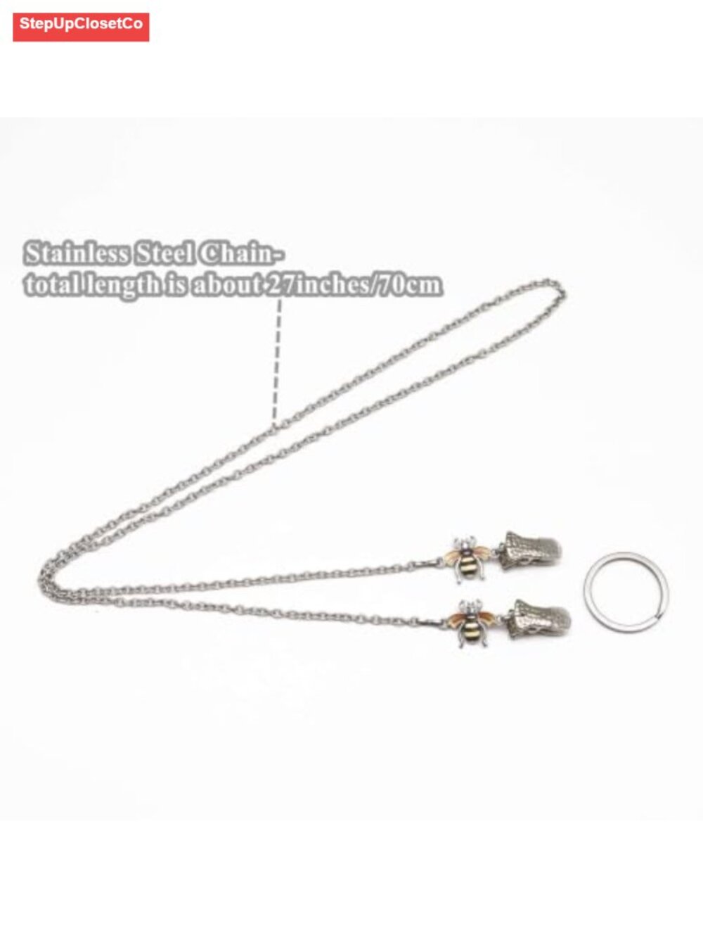 Eyeglass Chain Glasses Strap Stainless Steel Clip On Honeybee - Picture 3 of 6